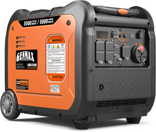 Portable Inverter Generator，5500W Ultra-Quiet Gas Engine, EPA Compliant, Eco-Mode Feature, Ultra Lightweight for Backup Home Use & Camping (Gm5500I)