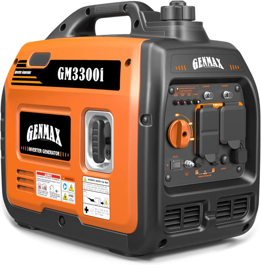 Portable Inverter Generator，3300W Ultra-Quiet Gas Engine, EPA Compliant, Eco-Mode Feature, Ultra Lightweight for Backup Home Use & Camping (Gm3300I)
