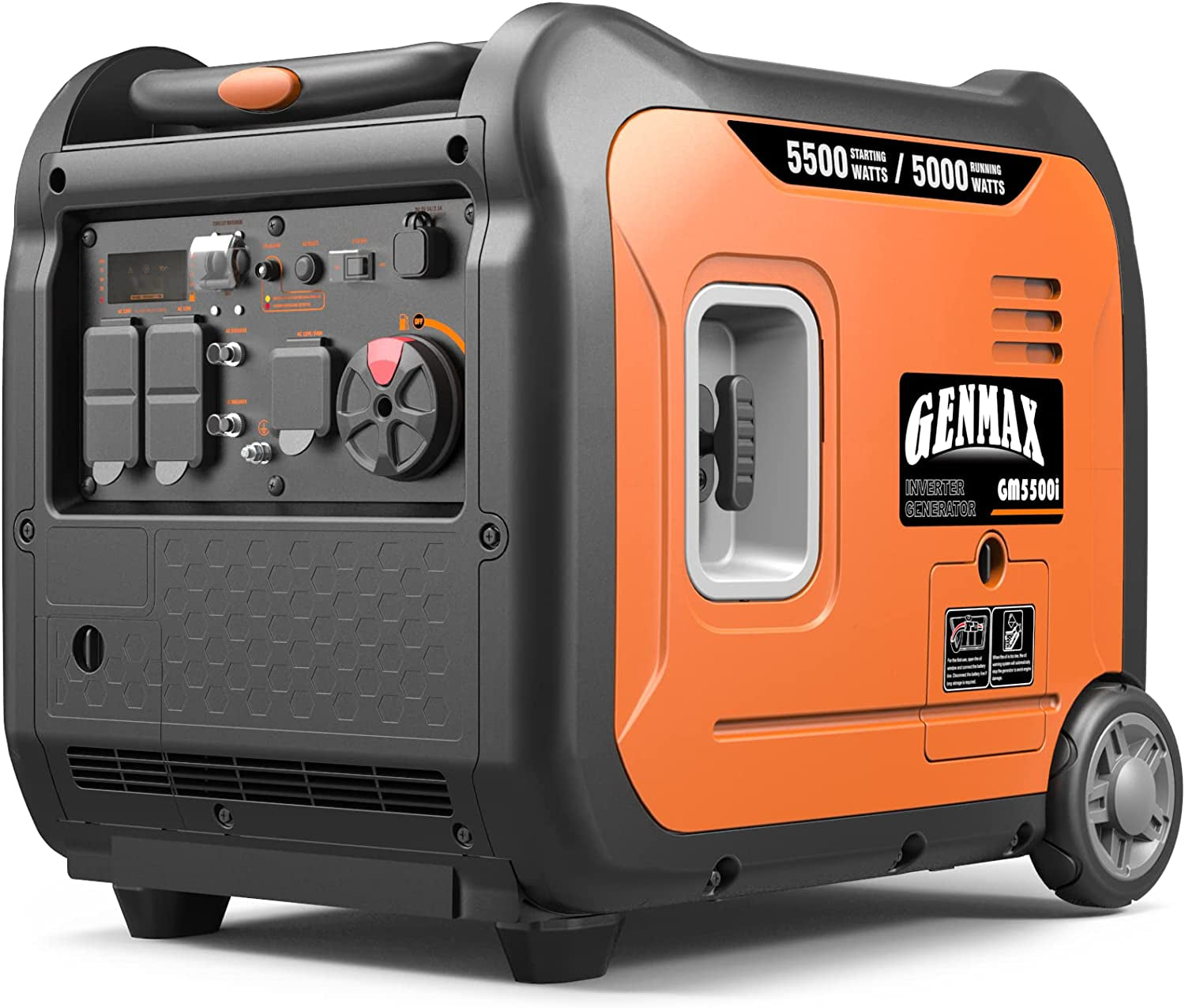 Portable Inverter Generator，5500W Ultra-Quiet Gas Engine, EPA Compliant, Eco-Mode Feature, Ultra Lightweight for Backup Home Use & Camping (Gm5500I)