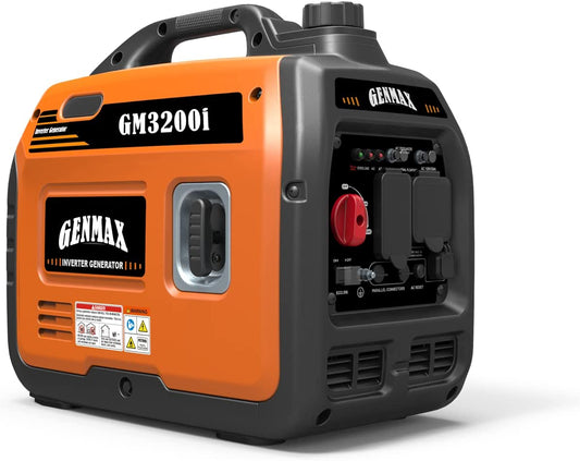 Portable Inverter Generator,3200W Ultra-Quiet Gas Engine & RV Ready, EPA Compliant, Eco-Mode Feature, Ultra Lightweight for Backup Home Use & Camping (Gm-3200I)